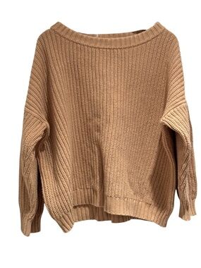 KINDLY NEVER/NOT tan knit oversized relaxed fit sweater - size 3-4 (generous)